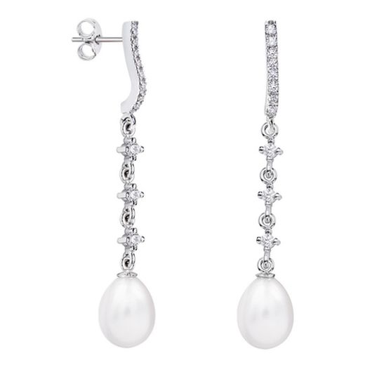 18kt White Gold Earrings Teardrop Argyor MRM 8mm (18)79B0503DE1 Topaz Pearls Diamonds