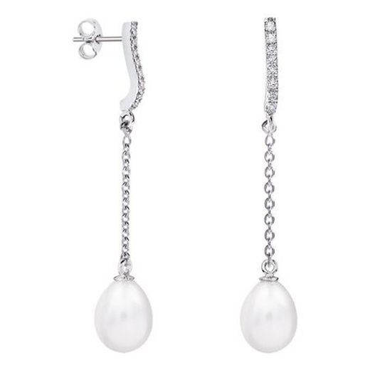 18kt White Gold Earrings Teardrop Argyor MRM 8mm (18)79B0507DE1 Topaz Pearls Diamonds