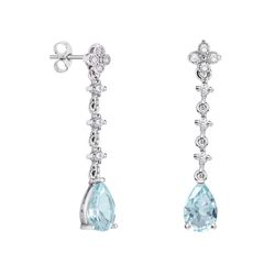 Pendientes Oro Blanco 18kts Lágrima Argyor MRM 9x6mm (18)79B0103DA2 Diamantes Azul