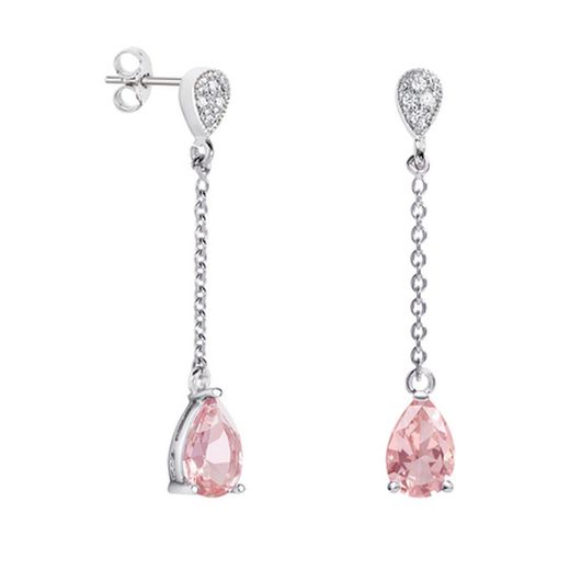 Pendientes Oro Blanco 18kts Lágrima Argyor MRM 9x6mm (18)79B0207TA3 Topacios Rosa