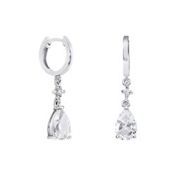 Pendientes Oro Blanco 18kts Lágrima Argyor MRM 9x6mm (18)79B0301DA1 Aro Topacios Blanco Diamantes