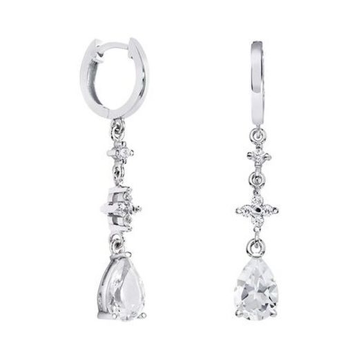 Boucles d'oreilles en or blanc 18 carats, forme goutte d'eau, Argyor MRM 9 x 6 mm (18)79B0304TA1, topaze blanche