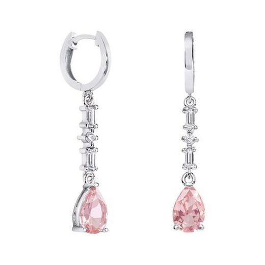 Brincos de ouro branco 18k em formato de lágrima Argyor MRM 9x6mm (18)79B0306TA3 Topázio rosa