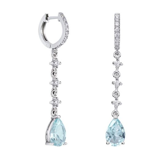 Boucles d'oreilles en or blanc 18 carats, forme goutte d'eau, Argyor MRM 9 x 6 mm (18)79B0403TA2, topaze bleue