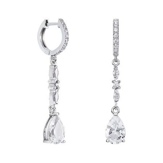 Brincos de ouro branco 18k em formato de lágrima Argyor MRM 9x6 mm (18)79B0405DA1 com diamantes e topázio branco