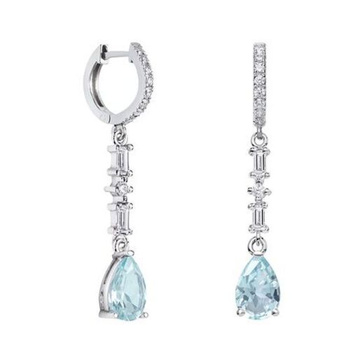 18kt White Gold Earrings Teardrop Argyor MRM 9x6mm (18)79B0406DA2 Blue Topaz Diamonds