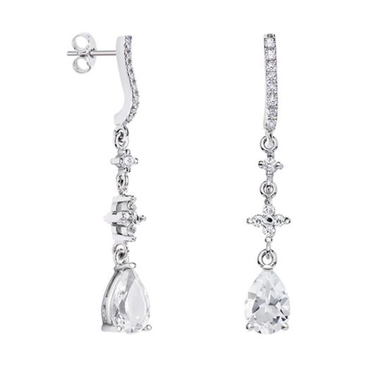 Boucles d'oreilles en or blanc 18 carats, forme goutte d'eau, Argyor MRM 9 x 6 mm (18)79B0504TA1, topaze blanche