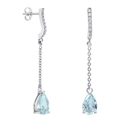 18kt White Gold Earrings Teardrop Argyor MRM 9x6mm (18)79B0507DA2 Blue Topaz Diamonds