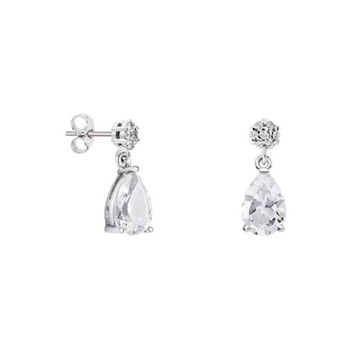 Boucles d'oreilles en or blanc 18 carats, forme goutte d'eau, Argyor MRM 9 x 6 mm (18)79B0600TA1, topaze blanche et diamants