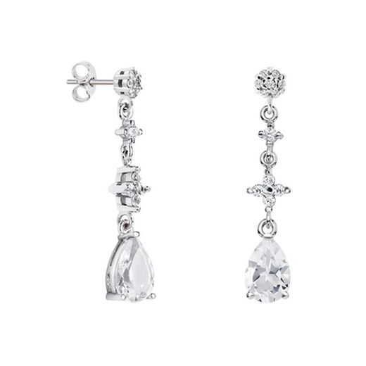 Boucles d'oreilles en or blanc 18 carats, forme goutte d'eau, Argyor MRM 9 x 6 mm (18)79B0604TA1, topaze blanche