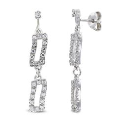 Pendientes Oro Blanco 18kts Largos Circonitas 20330-1