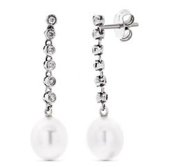 Boucles d'oreilles Or Blanc 18 Carats 18068 Perle