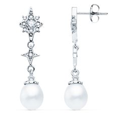 Pendientes Oro Blanco 18kts 35x8mm 21136 Perla