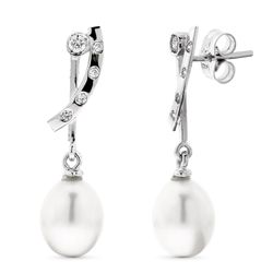 Pendientes Oro Blanco 18kts 15857 Perla