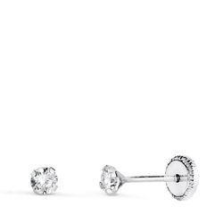 Pendientes Oro Blanco 18kts N5692-3BT Circonita 3mm