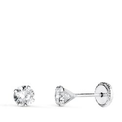 Pendientes Oro Blanco 18kts N5692-4BT Circonita 4mm
