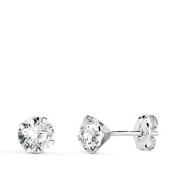 Pendientes Oro Blanco 18kts N5692-5BP Circonita 5mm