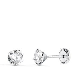 Pendientes Oro Blanco 18kts N5692-5BT Circonita 5mm
