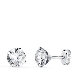 Pendientes Oro Blanco 18kts N5692-6BP Circonita 6mm