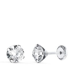 Pendientes Oro Blanco 18kts N5692-6BT Circonita 6mm