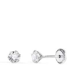 Pendientes Oro Blanco 18kts N5695-4BT Circonita 6 Garras 6x4mm