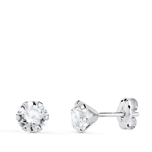 Pendientes Oro Blanco 18kts N5695-5BP Circonita 6 Garras 6x5mm