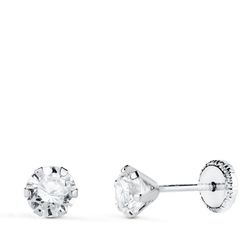 Pendientes Oro Blanco 18kts N5695-5BT Circonita 6 Garras 6x5mm