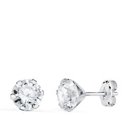 Pendientes Oro Blanco 18kts N5695-6BP Circonita 6 Garras 6x6mm