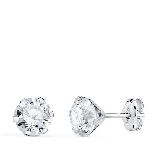 Pendientes Oro Blanco 18kts N5695-6BP Circonita 6 Garras 6x6mm