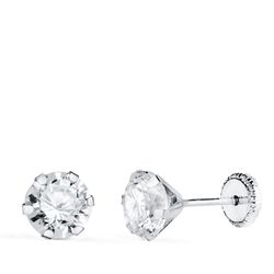 Pendientes Oro Blanco 18kts N5695-6BT Circonita 6 Garras 6x6mm