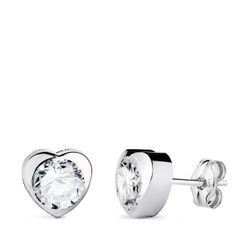 Pendientes Oro Blanco 18kts N5998-5BT Corazón Circonita 6x6mm