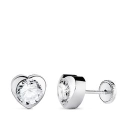 Pendientes Oro Blanco 18kts N5998-6BT Corazón Circonita 7,5x7,5mm