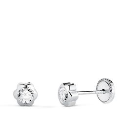 Pendientes Oro Blanco 18kts N5999-4BT Margarita Circonitas 5x5mm