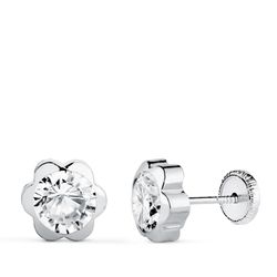 Pendientes Oro Blanco 18kts N5999-6BT Margarita Circonitas 7,5x7,5mm