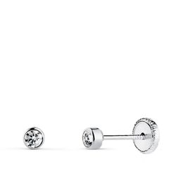 Pendientes Oro Blanco 18kts N6000-3BT Circonita Redonda 3mm