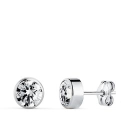 Pendientes Oro Blanco 18kts N6000-4BT Circonita Redonda 4mm