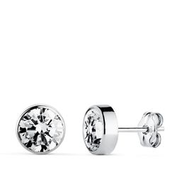 Pendientes Oro Blanco 18kts N6000-7BP Circonita Redonda 7mm