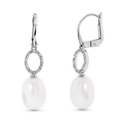 Pendientes Oro Blanco 18kts 9mm 15808 Perla