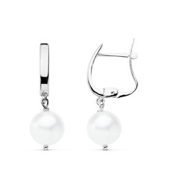 Pendientes Oro Blanco 18kts 25x7,5mm 18603 Perla