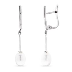 Pendientes Oro Blanco 18kts 30x5mm 15942 Perla