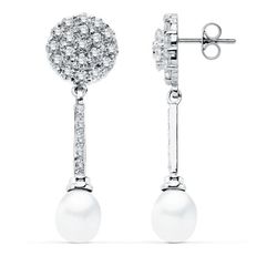 Pendientes Oro Blanco 18kts 39x12mm 15202 Perla