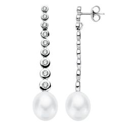 Pendientes Oro Blanco 18kts 40x8mm 18637 Perla