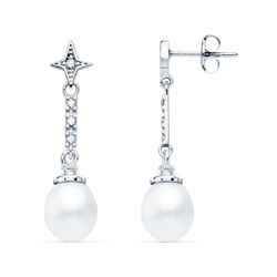 Pendientes Oro Blanco 18kts 28x8mm 21135 Perla