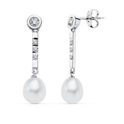Pendientes Oro Blanco 18kts 18821 Perla