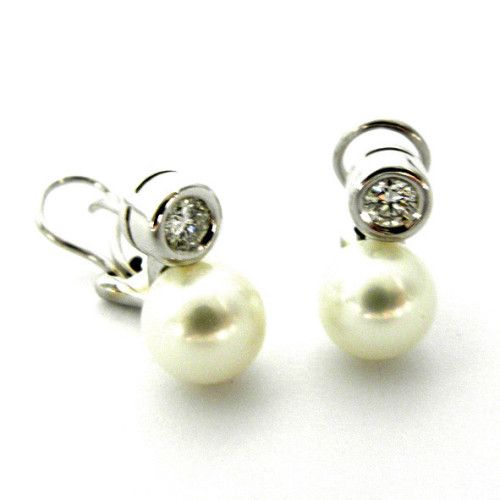 Pendientes Oro Blanco 18kts Perla Con Brillante B1/871/17