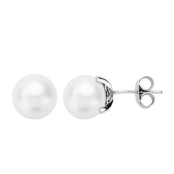 Pendientes Oro Blanco 18kts 7-7,5mm 11901-OB Perla