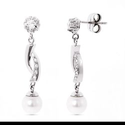Pendientes Oro Blanco 18kts 15681 Perla