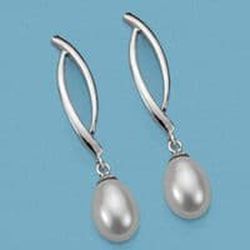 Pendientes Oro Blanco 18kts Perla Presión 15795