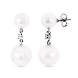 Pendientes Oro Blanco 18kts 10mm y 14mm 15603 Perla