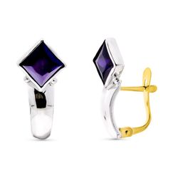 Pendientes Oro Blanco 18kts Piedra Color 10929